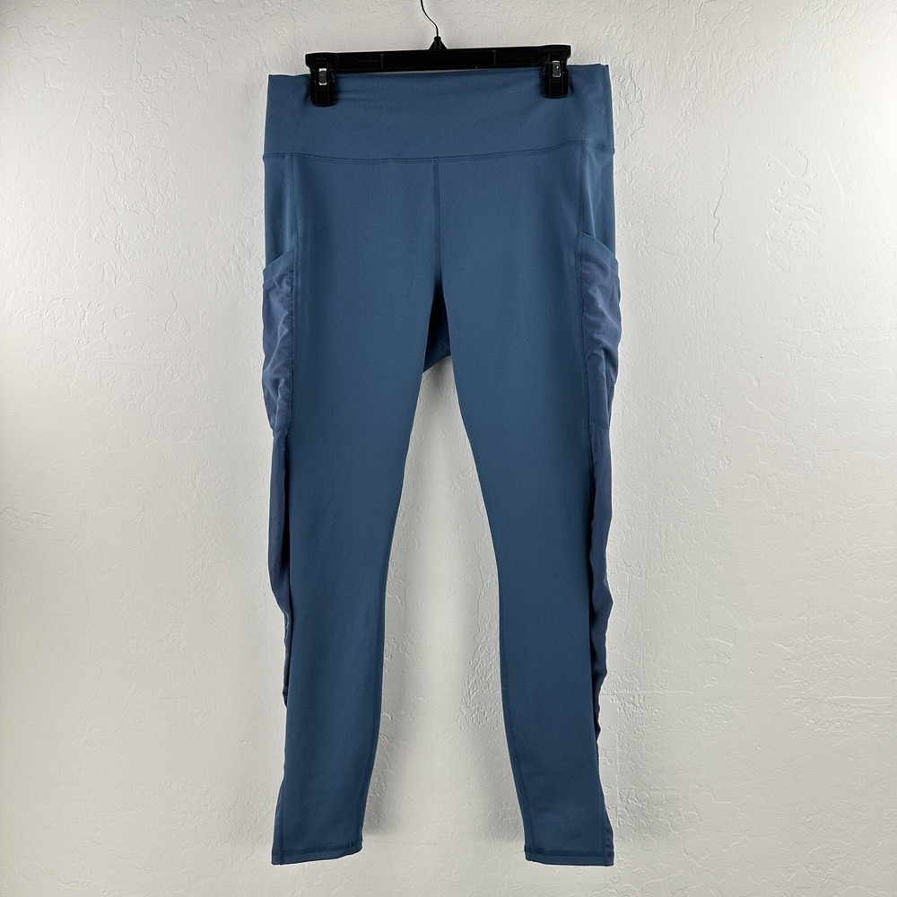 Fabletics Powerhold Mid-Rise Pocket Mesh Panel Legging Blue‎ L *See Measurements